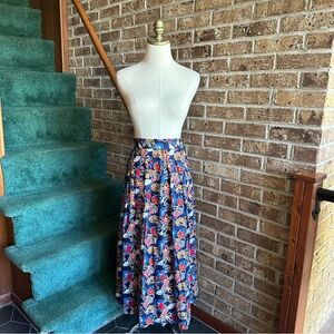 VTG 80s Retro Novelty Preppy Tennis Pickleball Pleated Navy Blue Midi Maxi Skirt
